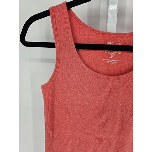 SONOMA life + style Women's Pink Sleeveless Ribbed Cotton Tank Top Size M - Picture 2 of 4
