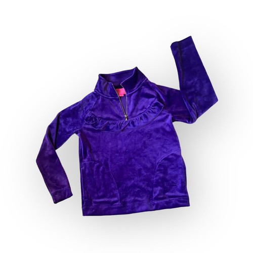 Lilly Pulitzer New Purple Velour Girls Quarter Zip - Picture 2 of 8