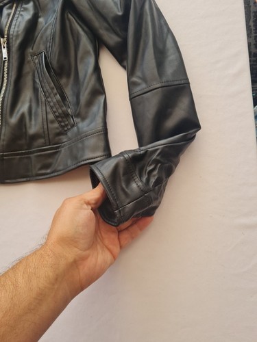 Ladies Mock Leather Jacket Vero Moda Size M Black 31401 - Picture 3 of 17