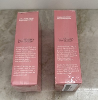 Set Of 2 Collagen Night Wrapping Mask Overnight Peel-Off  Moisturizing