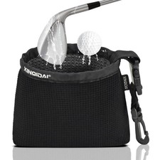 Golf Club Cleaner Bag and Golf Ball Washer with Detachable Clip,Black
