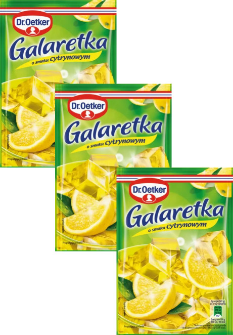 Быстрорастворимое желе Dr Oetker 3 УПАКОВКИ со вкусом ЛИМОНА сделано в Польше 2190₽