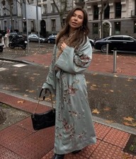 ZARA ZW Collection Limited Edition Fur Collar Embroidered Kimono Size M 6895/289