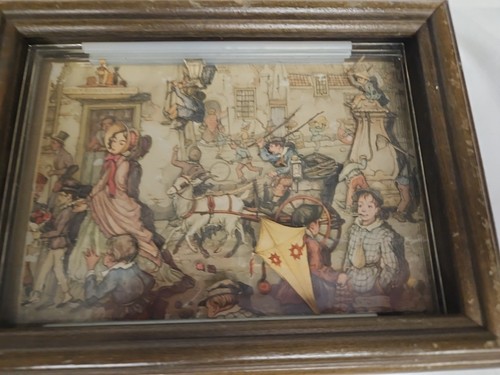 Vintage Anton Pieck 8x6 Cut Paper Framed Wall Art 1966 Street Side Goat - Picture 3 of 17