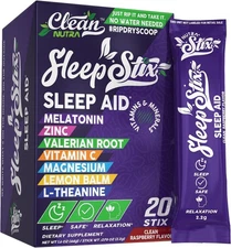 Clean Nutraceuticals Sleep Aid (Exp 03/27) 20 Sticks, Raspberry