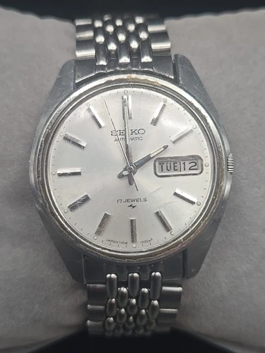 Seiko Automatic Silver Day-Date Dial 36mm Men's Wristwatch 7006-8007