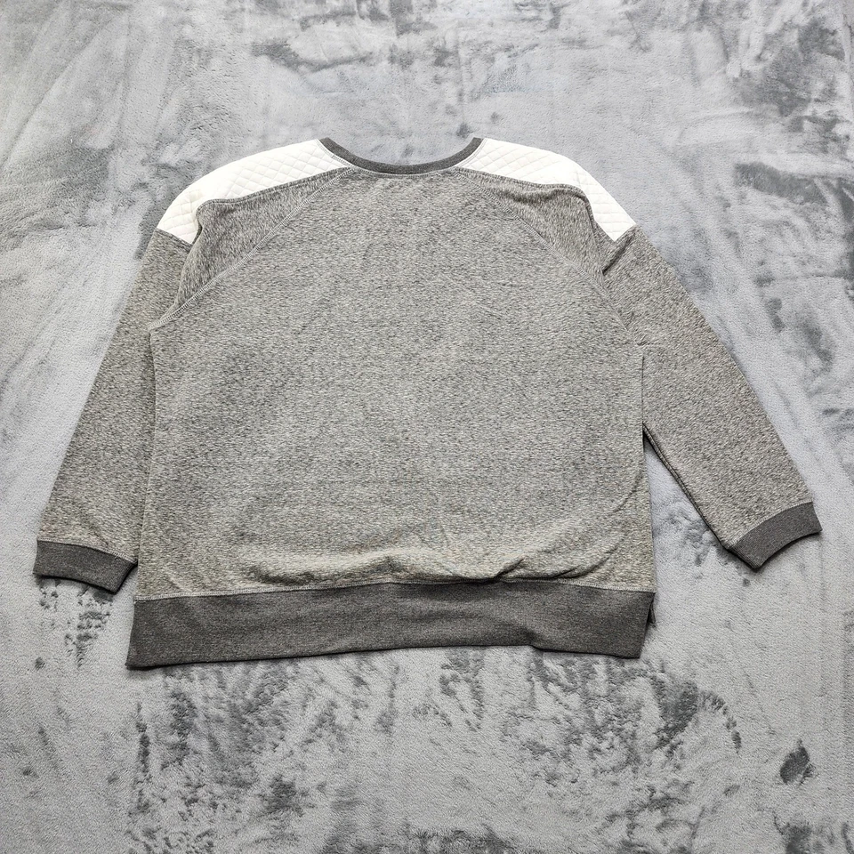 NOVO Moletom Central Park Feminino 2X Pulôver Cinza Branco Gola Redonda Bainha Alta Baixa - Imagem 2 de 4