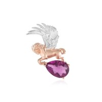 AnhäNger-Brosche Aus Rosa Fluorit Und Silber