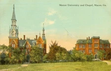 Macon, Georgia Postcard Antique c1913 Mercer University & Chapel N