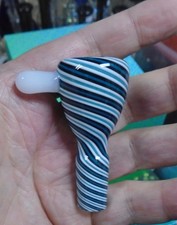 14MM Slide Bowl For Bong 14mm Bowl Slide Blue Black White Teal Spiral Stripes
