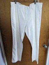 Perry Ellis Portfolio Travel Luxe White Linen Cotton Blend Pants Men's