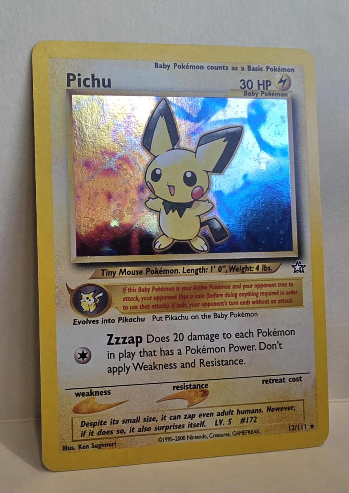 Pichu (12/111) - Neo Genesis - HOLO Rare (Unlimited English) Pokémon NM