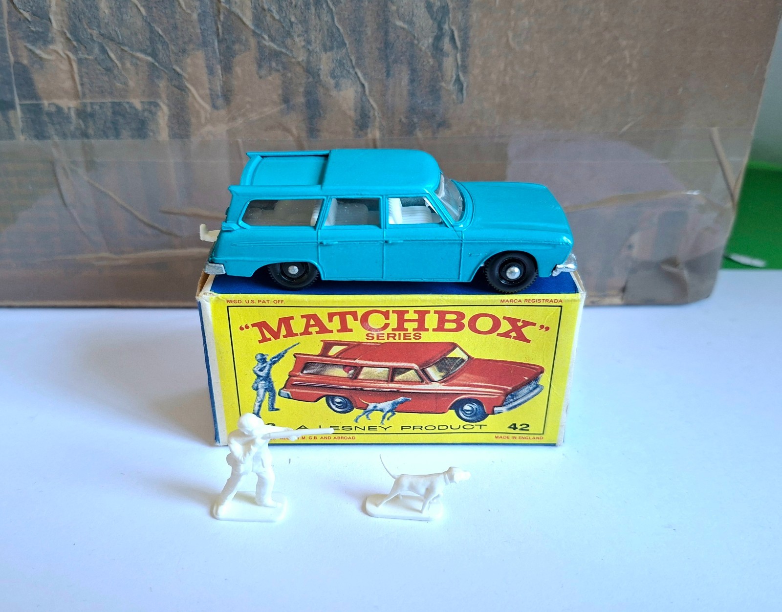 Série vintage Matchbox n° 42 Studebaker Lark Wagonaire par Lesney avec plateau rétractable - France