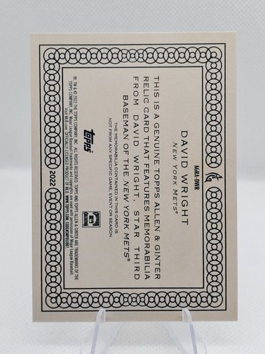 2022 Topps Allen & Ginter - Relics a David Wright #AGRA-DWR (MEM) - Photo 2 sur 2