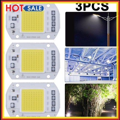 3Pcs High Power 50W AC 220V COB LED Lamp Chip for Spotlight Searchlight(White)