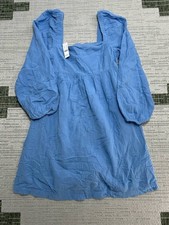 J Crew Soft Gauze Mini Dress Womens XS Blue Cotton Flattering Square Neck New
