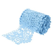 4 Inch Wide 5 Yard Lace Ribbon Floral Pattern Light Blue Lace Trim Ribbon