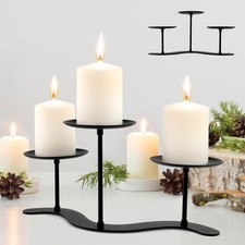 Iron Candle Holder Fireplace: 3 Arms Metal Candelabra Centerpiece Decor -