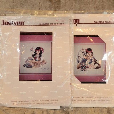 Janlynn 2 Counted Cross Stitch Kits Native American Girl Fabric Floss Chart New