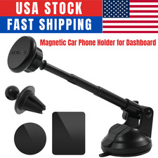 Magnetic Car Phone Holder Mount Dashboard Windshield Vent Adjustable Arm Black