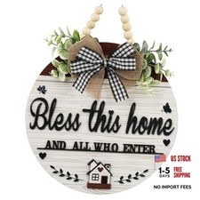 3D Bless This Home And All Who Enter Wooden front Door Signs  Door white