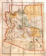 1909 Territory of Arizona Map GLO Pre-Statehood Antique Original