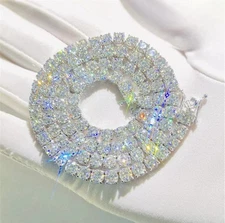 5mm - MOISSANITE Tennis Chain Necklace. 22"- 18k Gold Plated (FAST SHIPPING)