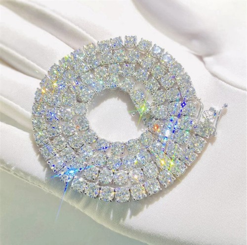 5mm - MOISSANITE Tennis Chain Necklace. 20"- 18k Gold Plated (FAST SHIPPING)