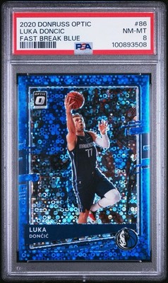 2020 Optic Fast break Blue Luka Doncic 01/50 PSA 8
