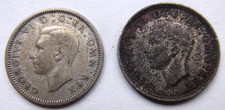 United Kingdom 6 Pence 1942 and 1945  .500 Silver KM#852   .09 troy ounce ASW