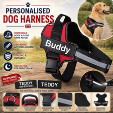 Personalised No Pull Dog Harness Reflective Adjustable Padded Name Patch Handle