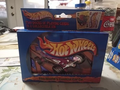 2001 Hot Wheels / (2) Decks of Playing Cards w/ HW Theme & HW design tin }