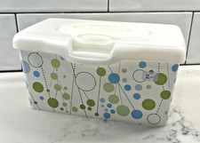Huggies Wipes Container Full Size Pop Up Polka Dots Green Blue Vintage EMPTY