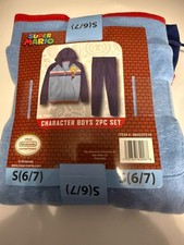 Mario Brothers Character Boys 2 piece Fleece Jacket  Jogger Pants Set Sz 6/7