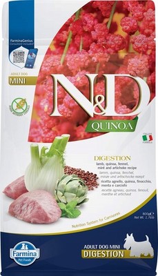 FARMINA N&D Quinoa Dog Adult Mini Digestion Getreidefreies Lamm, Quinoa,  800 g