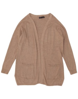 Marks & Spencer Damen offene Strickjacke Pullover UK 14 Medium beige Viskose BF01