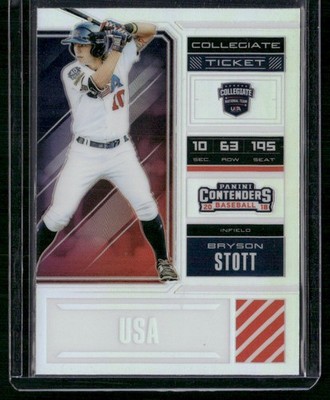 2018 Panini Elite Extra Edition #USA-BY Bryson Stott USA Collegiate Tickets Holo
