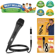 Wired Microphone for Karaoke, Black - Unidirectional Dynamic Vocal Microphone...