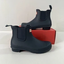 Hunter Women's Shoes 8 Original Chelsea Waterproof Rain Rubber Boots Navy Size 8
