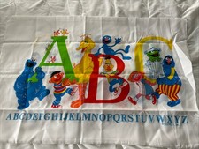 VTG Muppets Sesame Street ABC's Big Bird Cookie Letters Flat Fitted Sheets Twin