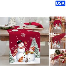 Durable Christmas Snowman Table Runner 13x72'' - Easy Care for Holiday Dining