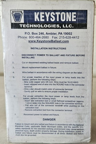 NEW SEALED Keystone KTEB-226-UV-TP-PIC-DW Compact Fluorescent Ballast Kit #192O - Picture 3 of 3