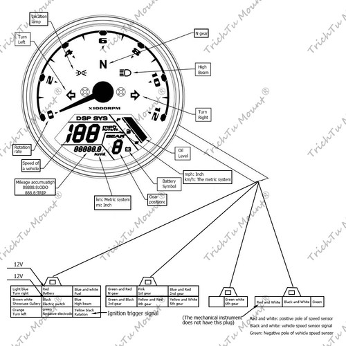 3.6" 12V Motorcycle Speedometer Cluster Tachometer LCD digital Gauge Odometer - Picture 3 of 16