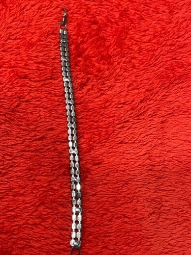 Vintage silver tone two row rhinestone bracelet 6-3/4” - Picture 7 of 12