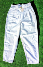 VTG 1980s Classic White High-Rise Tapered Straight Pleated Petite XXS Pants NOS