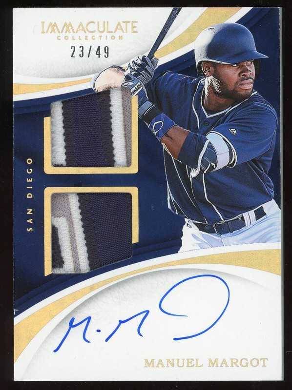 Manuel Margot 2017 Panini Immaculate Auto Patch Relic Serial #d 23/49