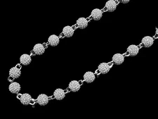 PD Jewellers BEADED Chain Necklace VVS1 Lab Sim. Diamonds 14k White Gold Finish