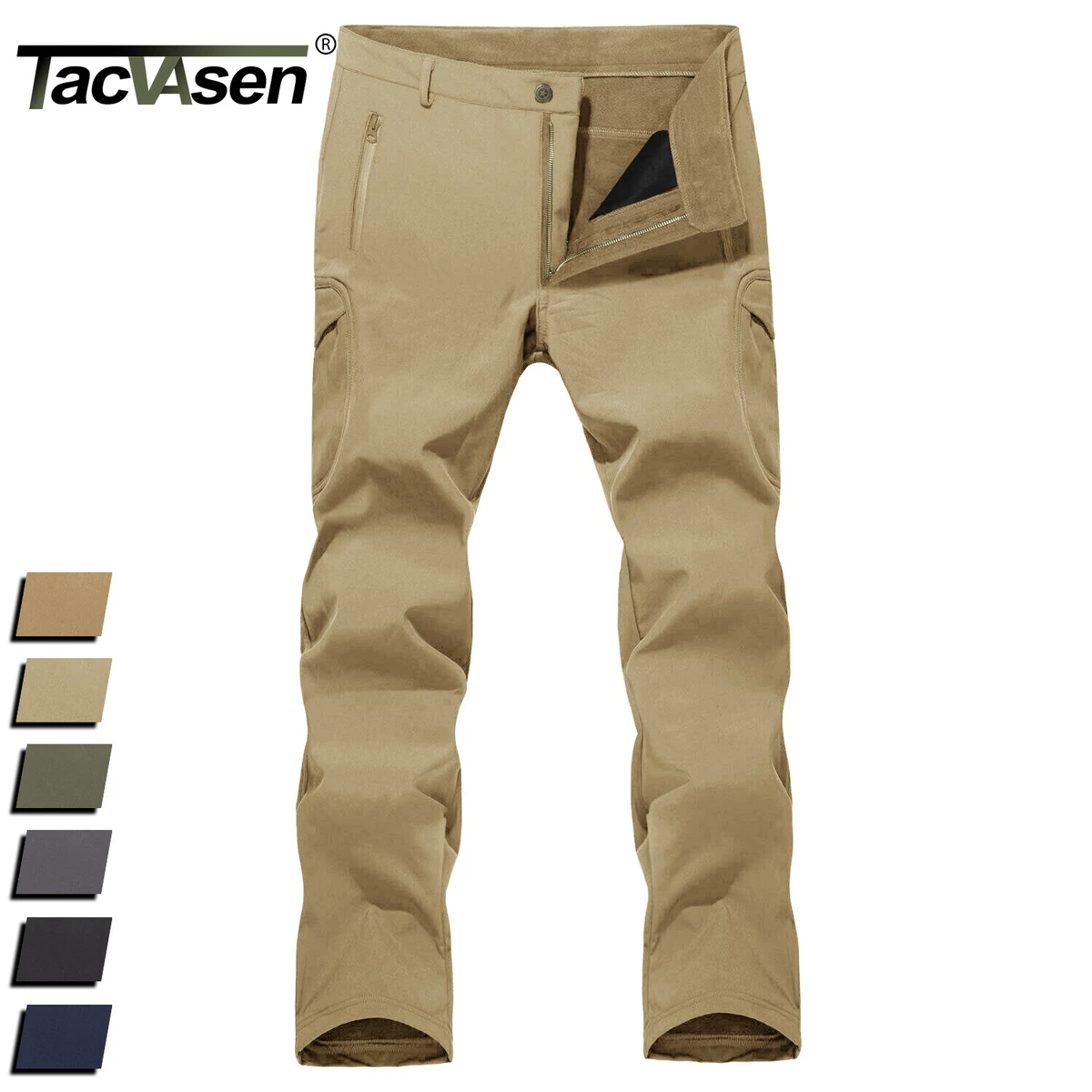 Mens Winter Tactical Fleece Lined Pants Winter Waterproof Hunting Pants  Trousers