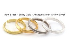 Band Ribbed Adjustable Ring Raw Brass,Antique silver,Shiny Gold-Silver 2221