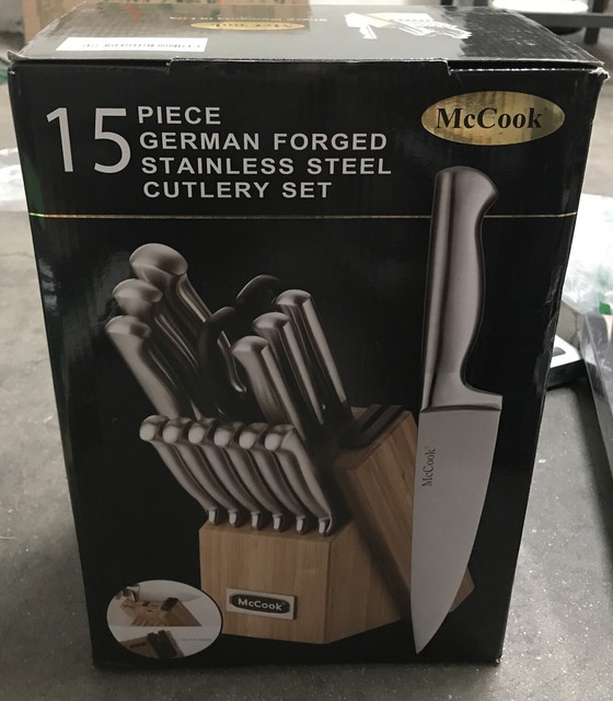 McCook MC19 Knife Set 15Piece Knife Block Set with Builtin Sharpener